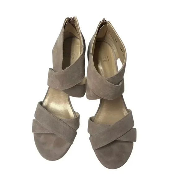 Stuart Weitzman Hug Me CrissCross Sandal Pump Suede Taupe Size 8 - Picture 7 of 11